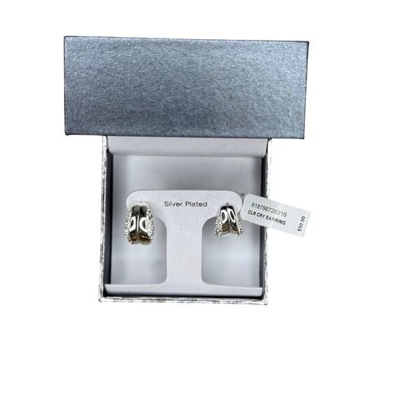 andnowthis Jewelry - ANDNOWTHIS Silver Plated Crystal Hoop Earrings | New